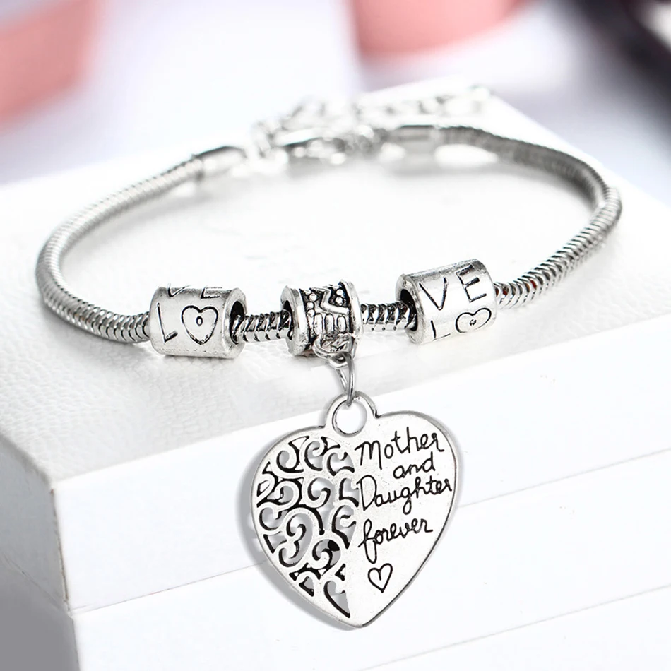 Hollow Mother And Daughter Bracelet For Women Mothers Gifts Heart Charm