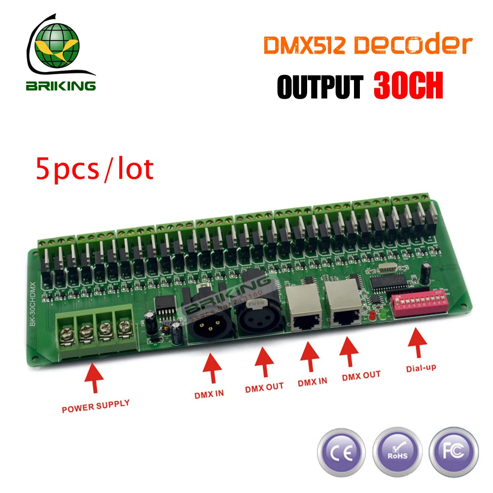 

DHL Free shipping Wholesale 30CH RGB Easy DMX 512 Decoder, Dimmer, Controller,Drive,DC9V-24V for LED Strip Light, Lamp