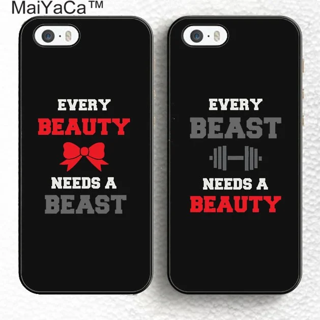 

MaiYaCa Every Beauty Need A Beast Lover Pair Couples Soft Rubber Mobile Phone Cases For iPhone 6S 7 8 Plus X XR XS MAX SE Cover