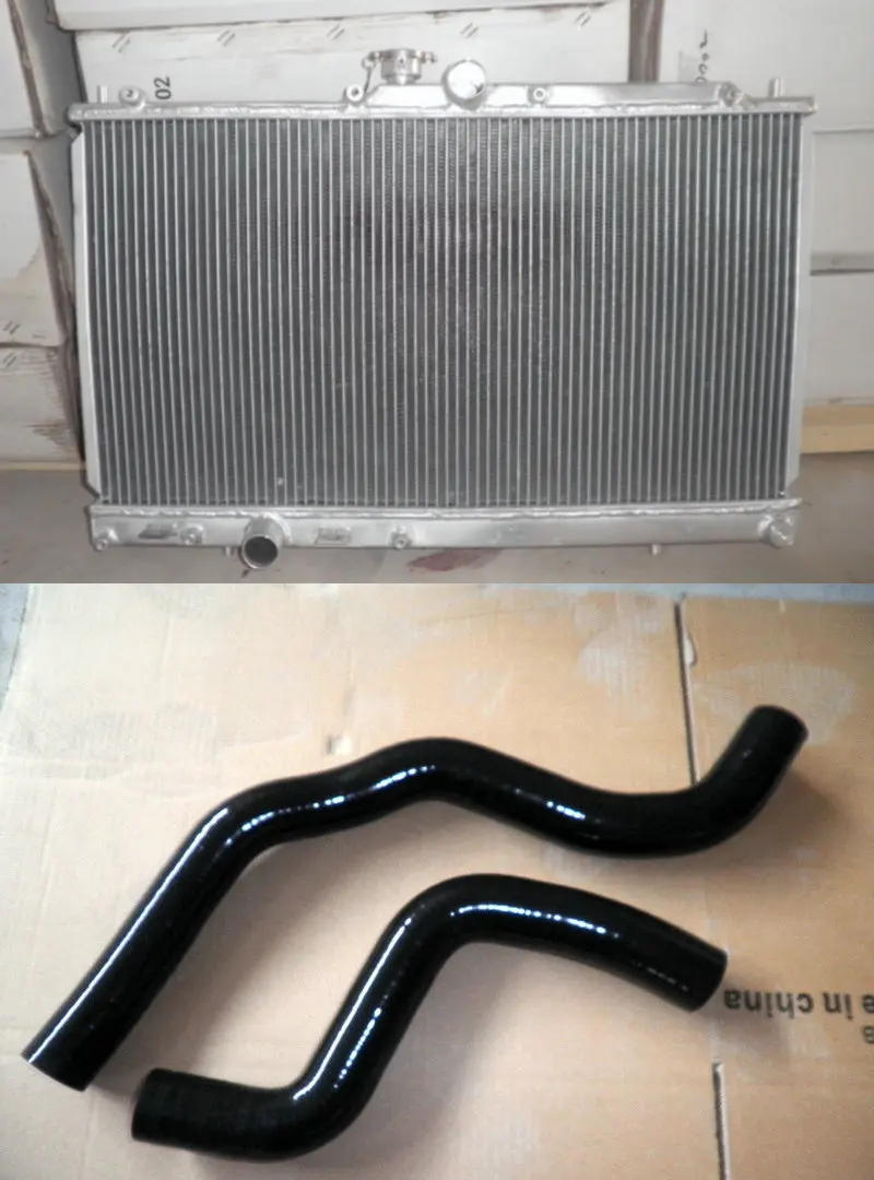 2row Racing ALUMINUM RADIATOR+SILICONE HOSE FOR 03 06 MITSUBISHI LANCER EVO 8 VIII CT9A 4G63T 2