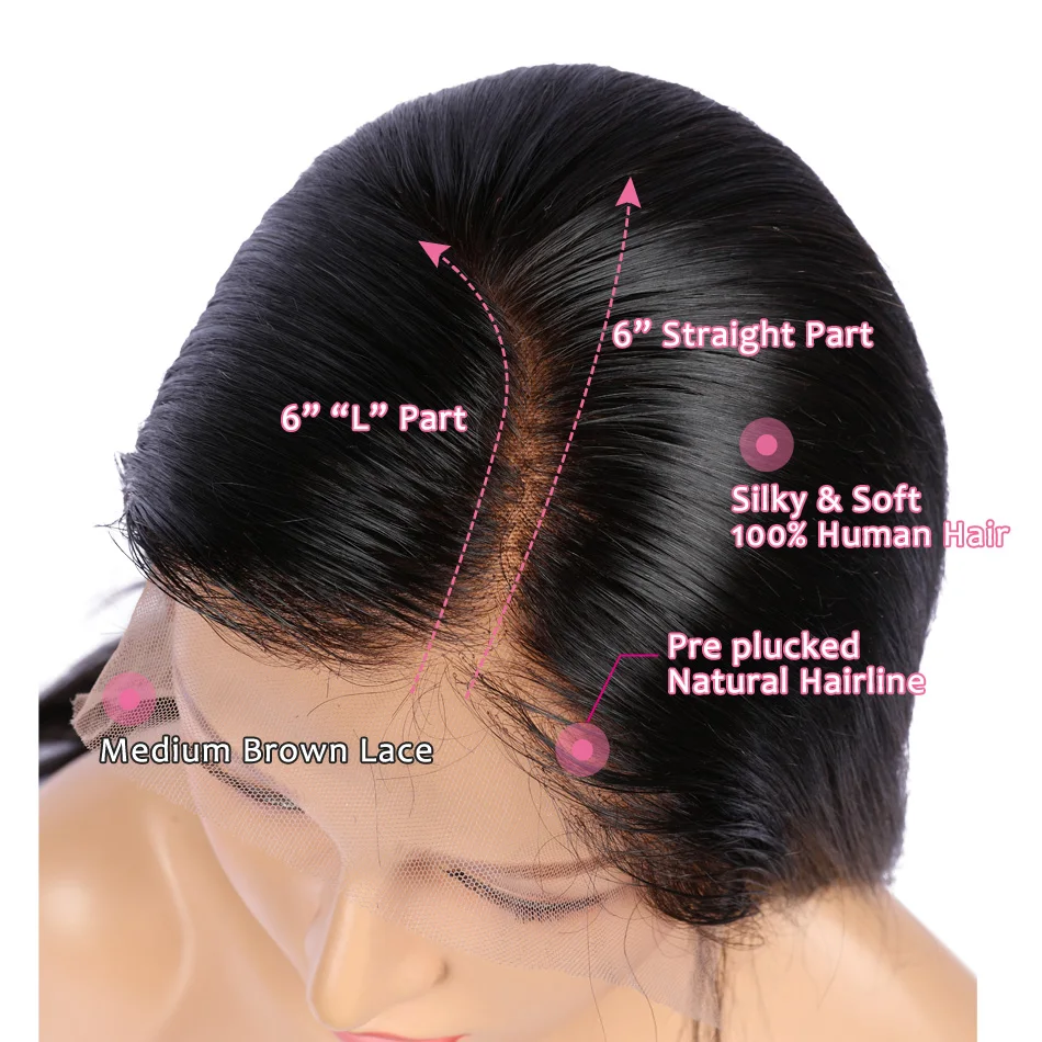 Шелковистая прямая 13x6 Синтетические волосы на кружеве человеческих волос парики для Для женщин бесклеевого с ребенком волос