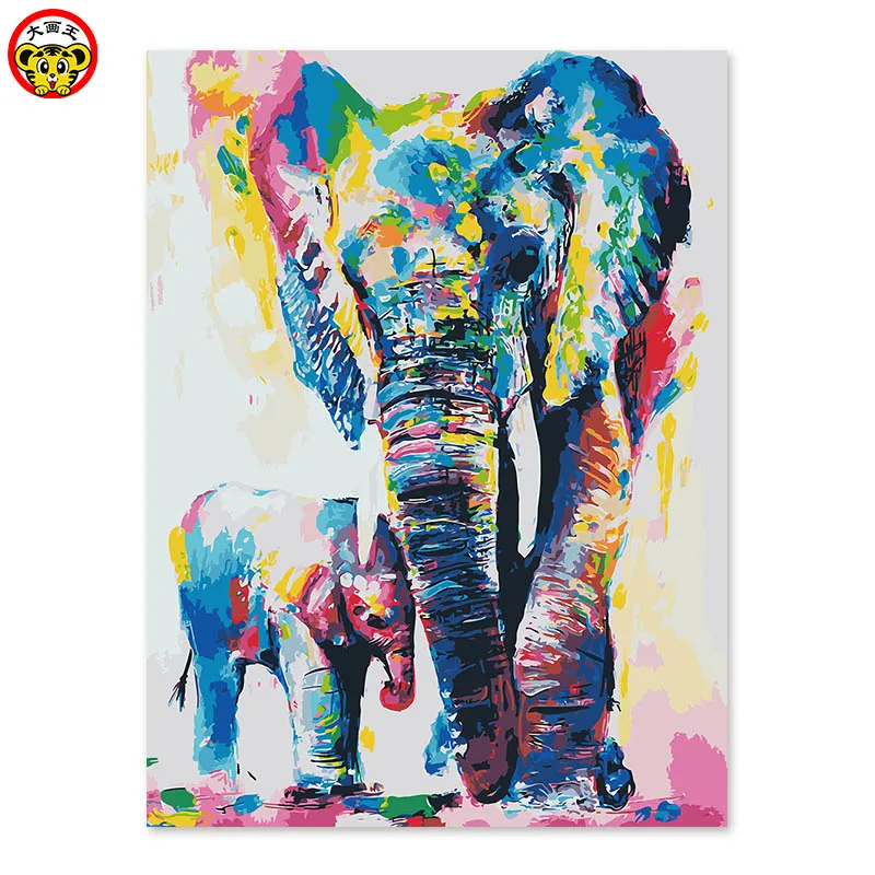 

painting by numbers art paint by number adornment living room bedroom sofa background abstract elephant Color mother and child