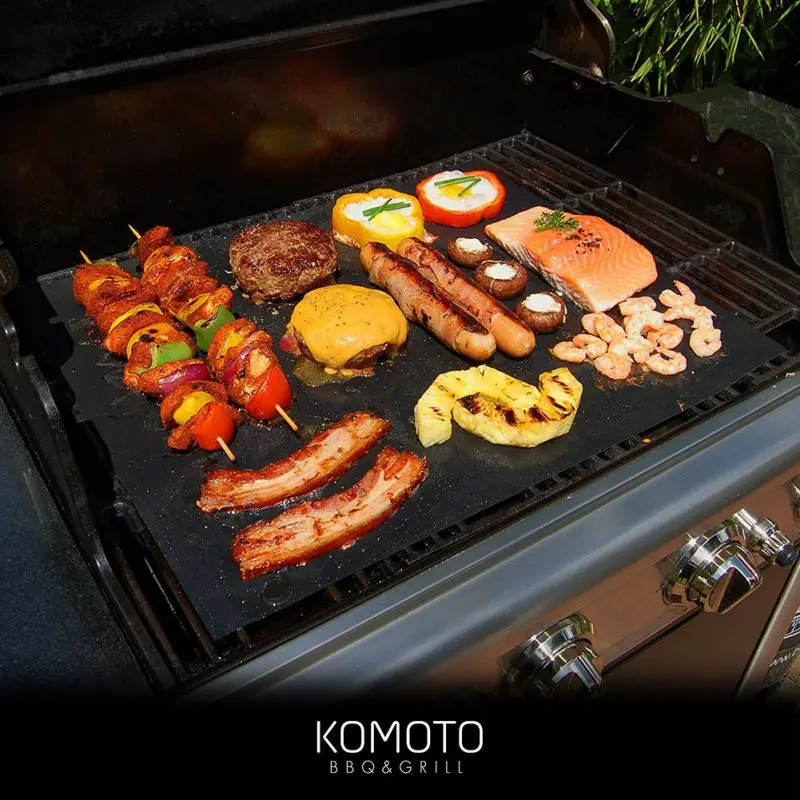 Black BBQ Barbecue Mat High Temperature 40*50cm Healthy Baking Barbecue