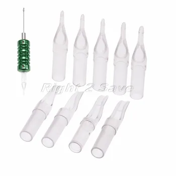 

50pcs Tattoo Needle Tip Disposable Cap Nozzles Tube Clear Plastic sterilized Round Flat Mouth 3R 5R 7R 9R 11R 5F 7F 9F 11F