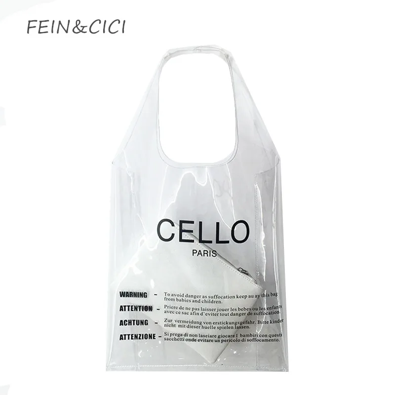 Buy clear pvc totes bag large transparent plastic