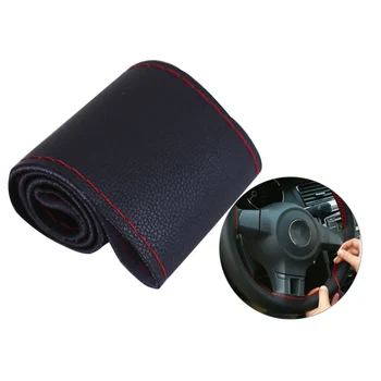 

37cm/38cm DIY Steering Wheel Covers soft Leather Braid on the Steering-wheel of Car With Needle and Thread Interior accessories