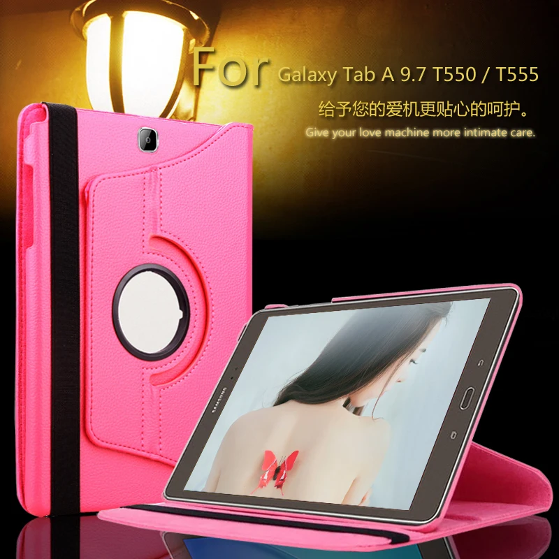 

For Samsung Galaxy Tab A 9.7 T550 T555 PU leather 360 Rotating Stand Case cover For Galaxy Tab A P550 P555 9.7 tablet + Film