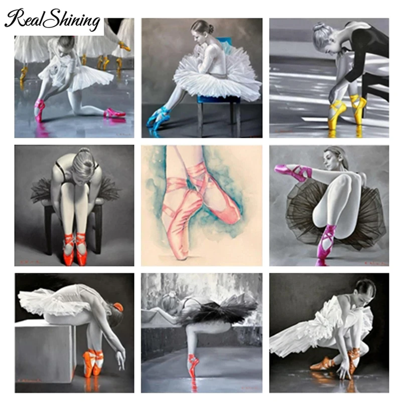 

REALSHINING Full Square 5D DIY Diamond Embroidery Ballet Dancer Diamond Painting Cross Stitch Rhinestone Mosaic Home Decor FS912