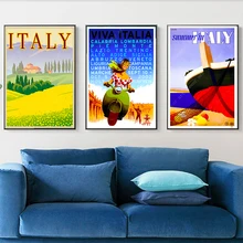 Arte viaje a Italia isla lienzo pintura pared vintage Kraft carteles recubierto pegatinas de pared imágenes decorativas para casa regalo