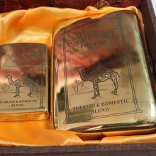 XGQ видео Латунь 2 шт набор Camel Винтаж 16 чехол для сигарет+ зажигалка