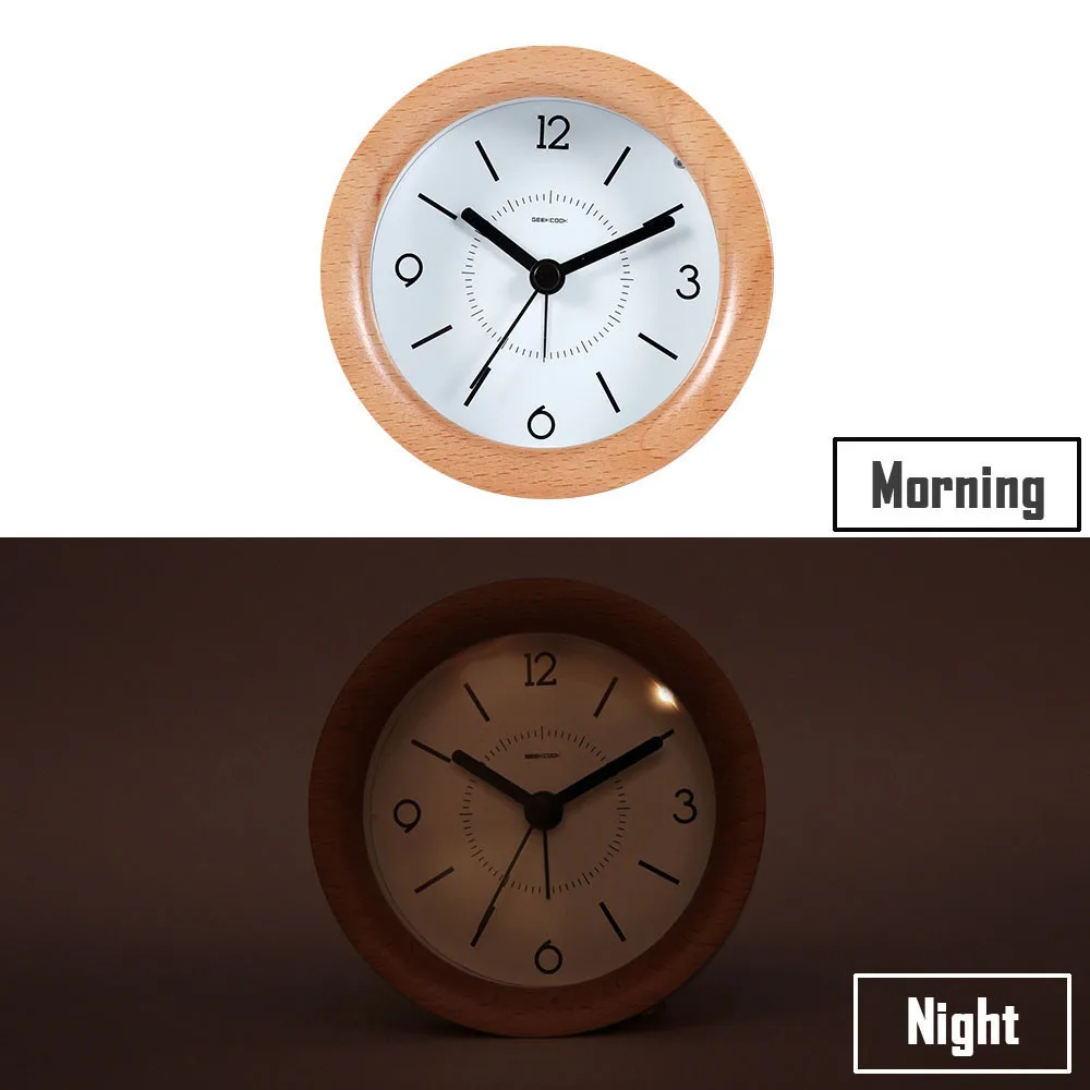 

New Alarm Clock Wooden With Night Light Desk Clock With Snooze Function Quartz Table Clock Modern Design For Home Decoration