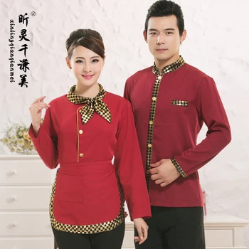 

Hotel Uniform Autumn And Winter Female Western Restaurant Coffee Shop Waiter Uniform Long Sleeved Clothing Store Catering D286