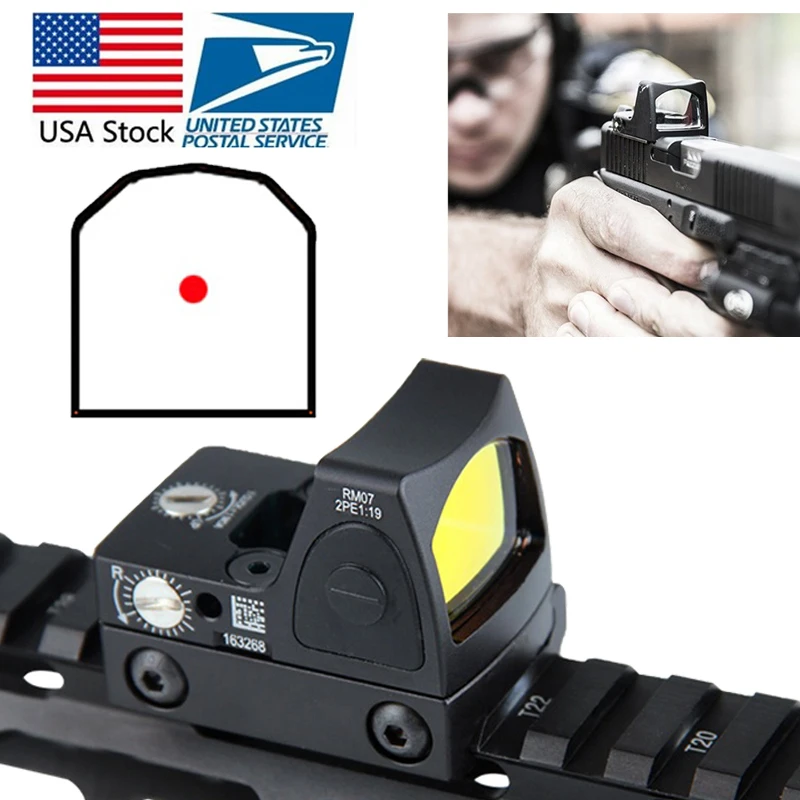 US Stock Mini RMR Red Dot Sight Collimator Glock Reflex Sight Scope fit 20mm Weaver Rail For Airsoft Hunting Rifle RL5-0004-2