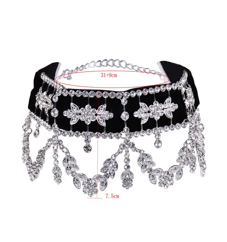 KMVEXO большое Макси массивное ожерелье для женщин Стразы ожерелье цветок лента воротник роскошное ожерелье-чокер бижутерия