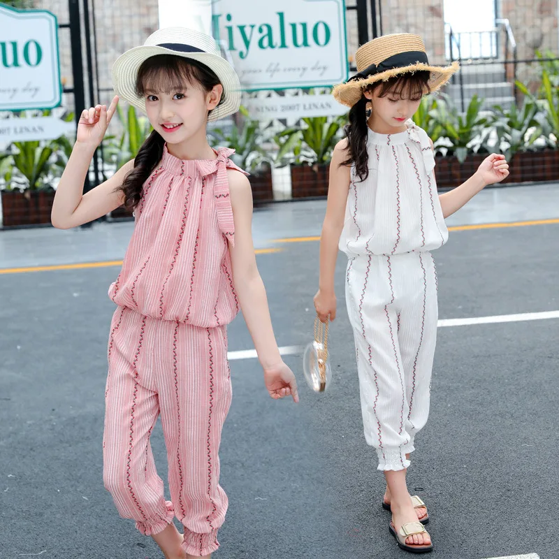 Child Girls Clothing Set Summer Clothes Suit For Girls Striped Casual ...