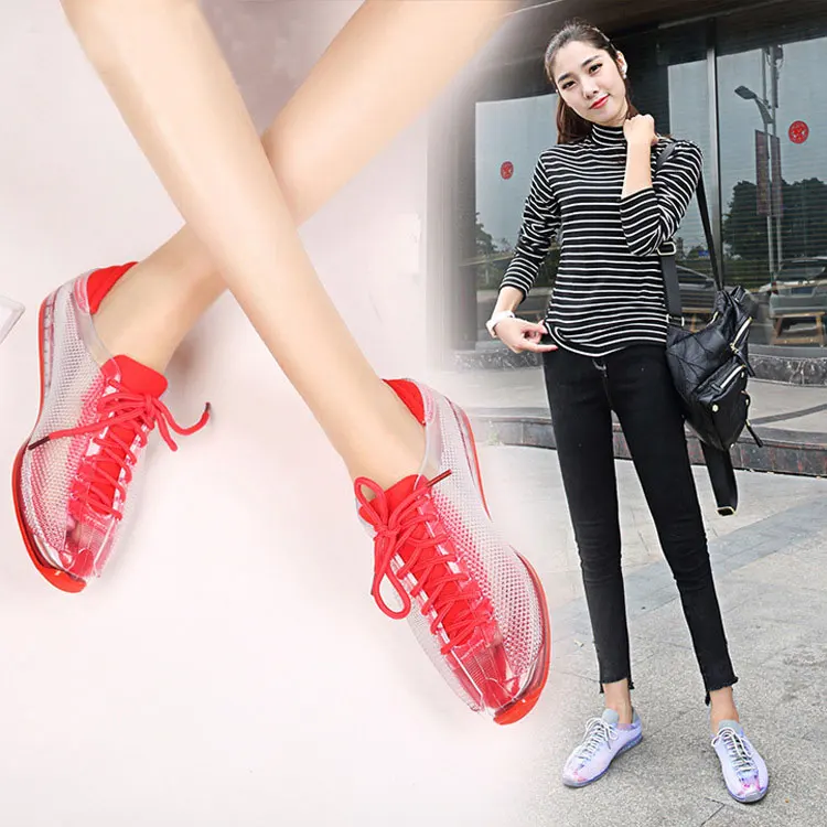 SWYIVY Crystal Sneakers Shoes Woman Autumn 2018 Female Stransparent Plastic Jelly Shoes Lady Casual Shoes Female Sneakers Shoes