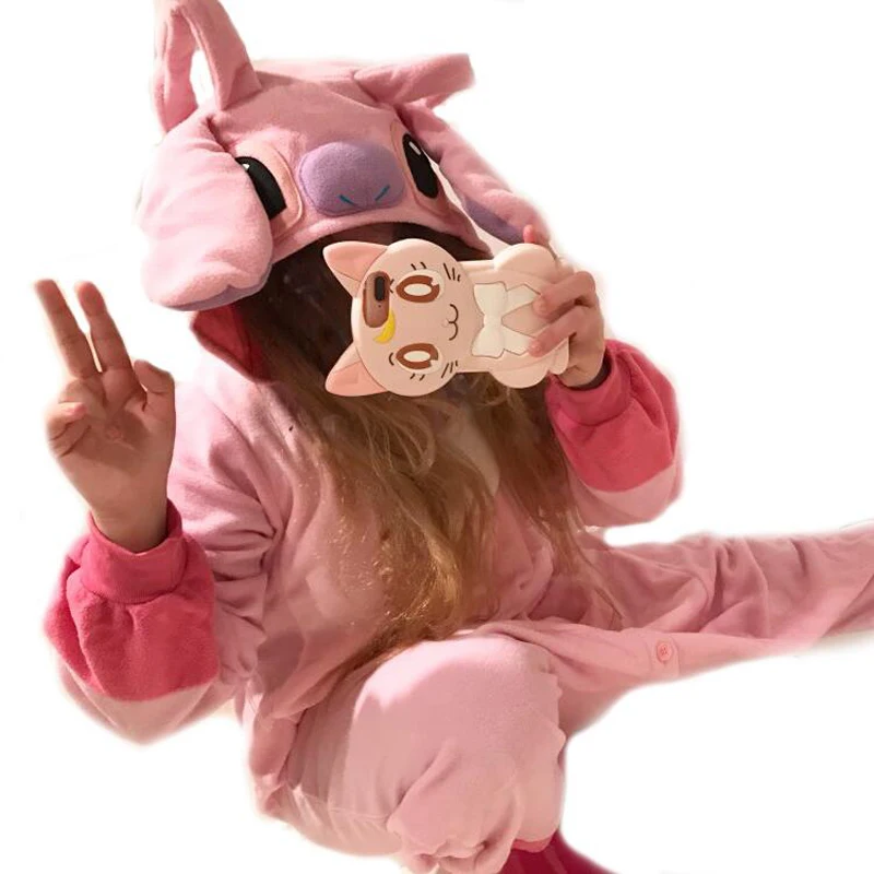 Animal Cosplay Pajamas Costume Adults Onesie For Women Party Pyjamas One Piece Blue Pink Stitch Onesie