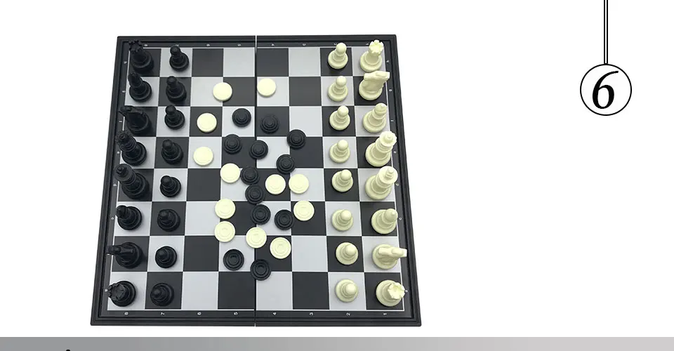 Easytoday Plastic Chess Games Set Magnetic Plastic Chess Pieces Folding Chessboard Table Entertainment Game Gift (6)