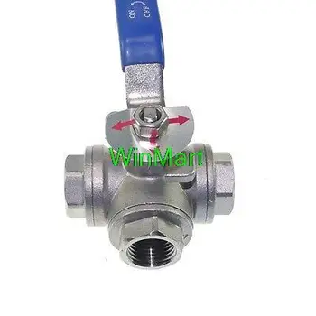 

1 PC DN15 G1/2" Female 3-Way T-Port 304 Stainless Steel Ball Valve