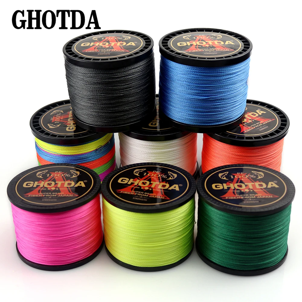 

GHOTDA Multicolor 4 Strands 300M 500M 1000M PE Braid Fishing Line Sea Saltwater Fishing Weave 100% SuperPower