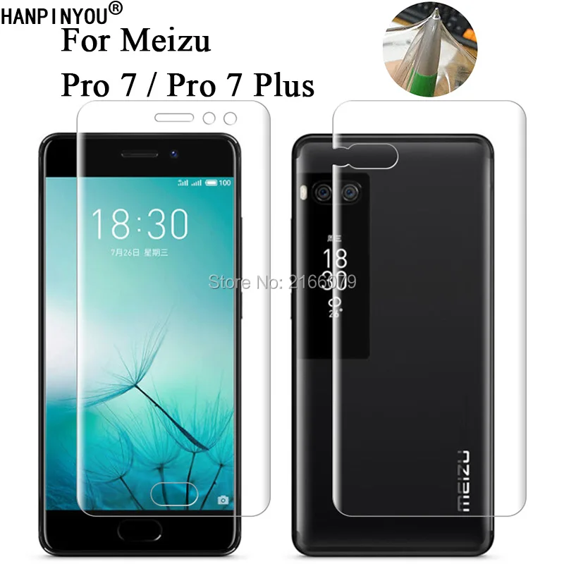 

For Meizu Pro 7 Plus Pro 7+ Pro7 Soft TPU Front Back Full Cover Screen Protector Transparent Protective Film + Clean Tools