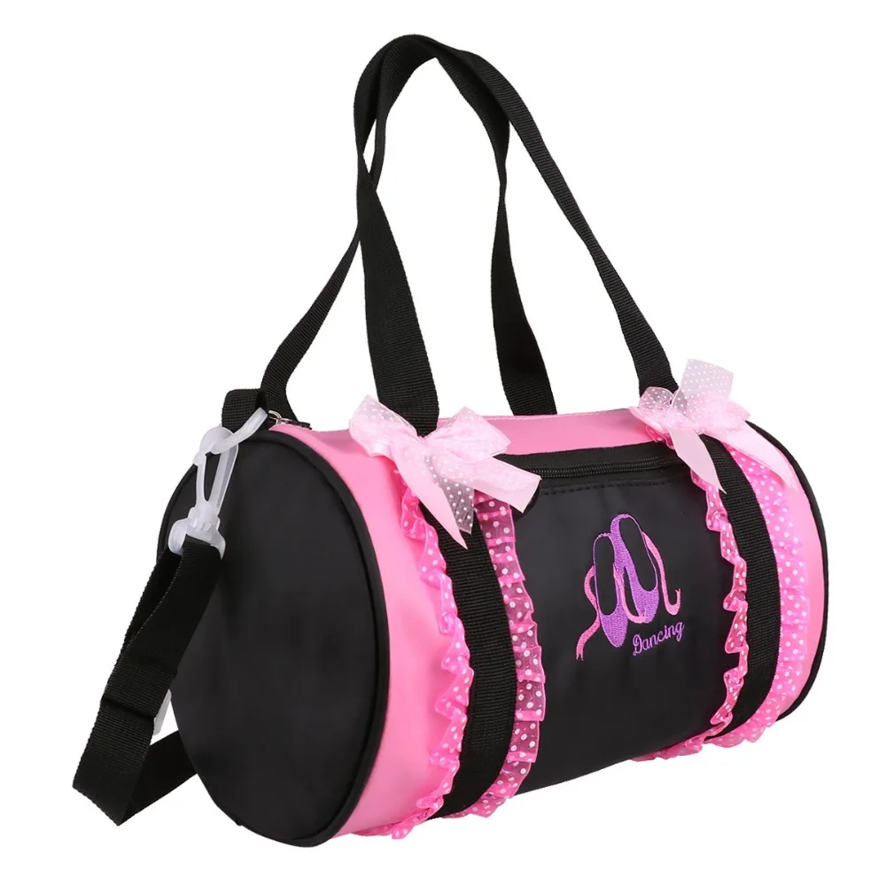 Балетные сумки для девочек, восхитительная сумка для балета, Танцевальная сумка в горошек с бантом, гофрированная кружевная вышитая танцевальная спортивная сумка, ручная сумка через плечо