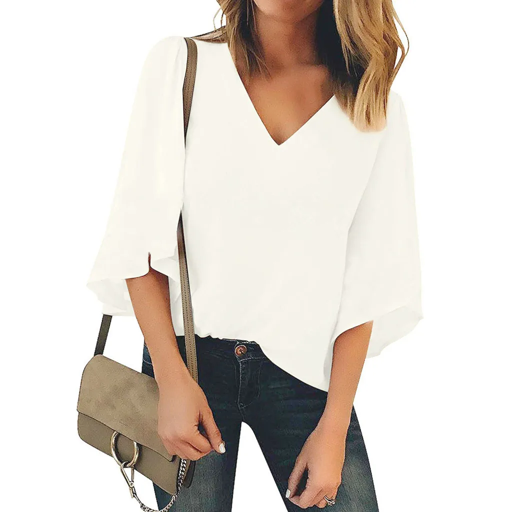 

Womens Tops And Blouses Summer Streetwear Flare Sleeve Woman Blouse Ladies Tops Women Clothes 2019 Korean Fashion Clothing