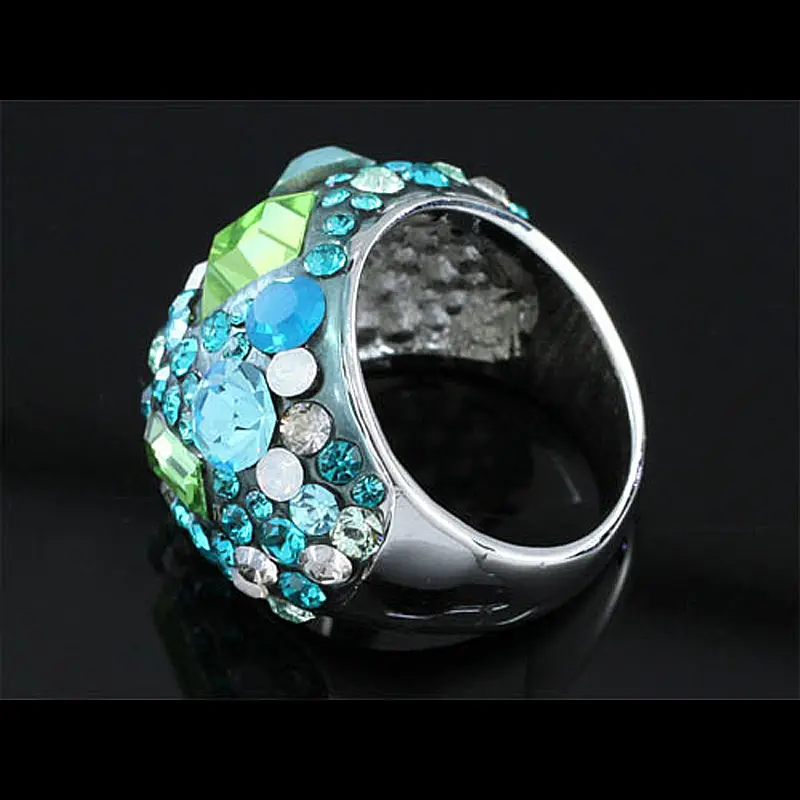 Синее Сверкающее кольцо с австрийским кристаллом CSR160|austrian crystal|sparkle ringsring crystal |