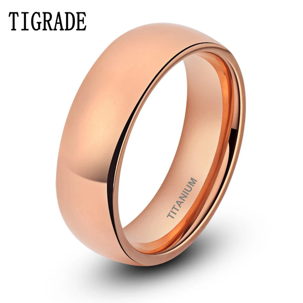 

TIGRADE 6mm Rose Gold Domed Titanum Ring Female Classic Wedding Band Comfort fit Fashion Finger Jewelry Women's rings bijouterie