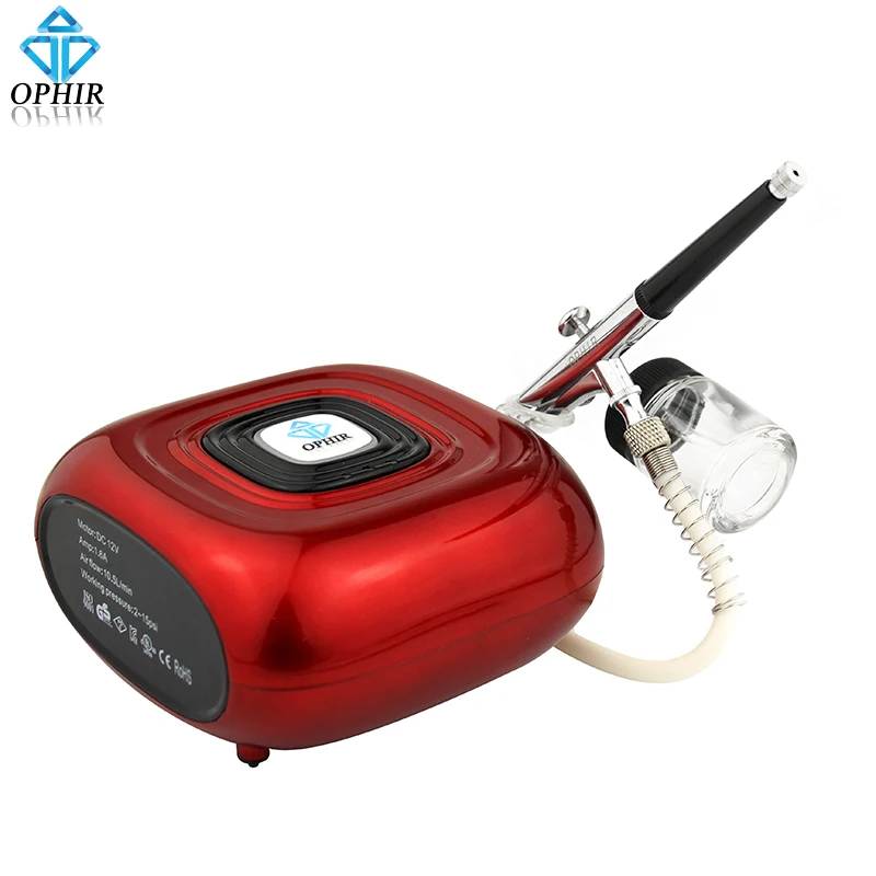 

OPHIR Auto Start & Stop Mini Airbrush Air Compressor with Airbrush Kit for Beginning Hobby Color Body Paint Makeup _AC123R+AC005
