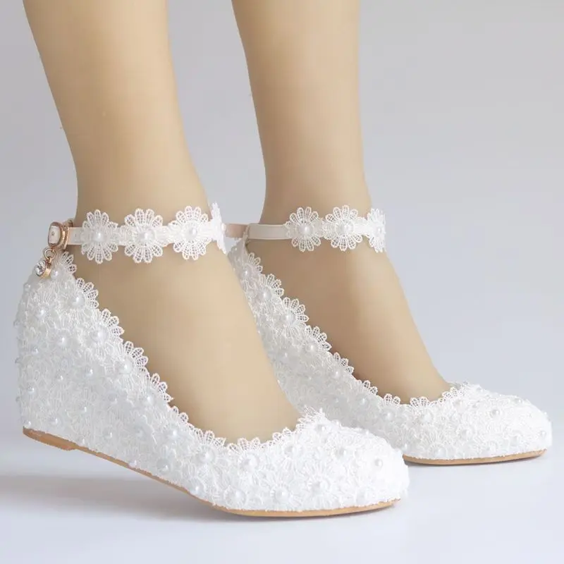 white lace shoes