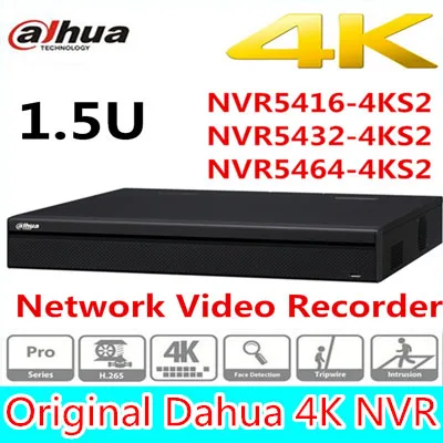 Original DaHua 16/32/64 Channel 1.5U 4K Network Video Recorder NVR5416-4KS2 NVR5432-4KS2 NVR5464-4KS2,free Shipping.