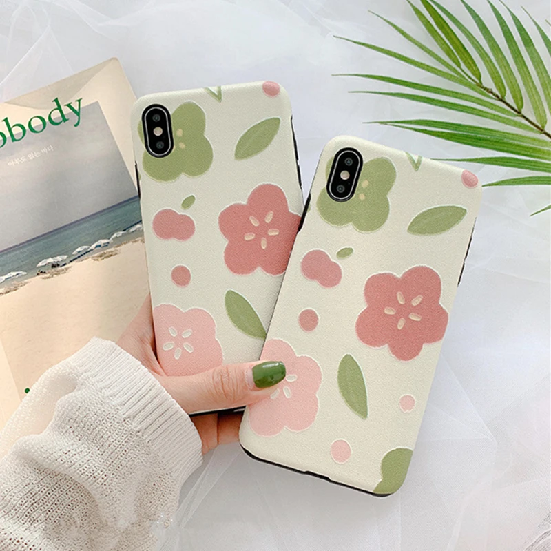 

BONVAN For iPhone X XR XS Max Case soft Candy colors flower Protection Back Funda For iPhone 6 6s 7 8 Plus Phone Cover Coque