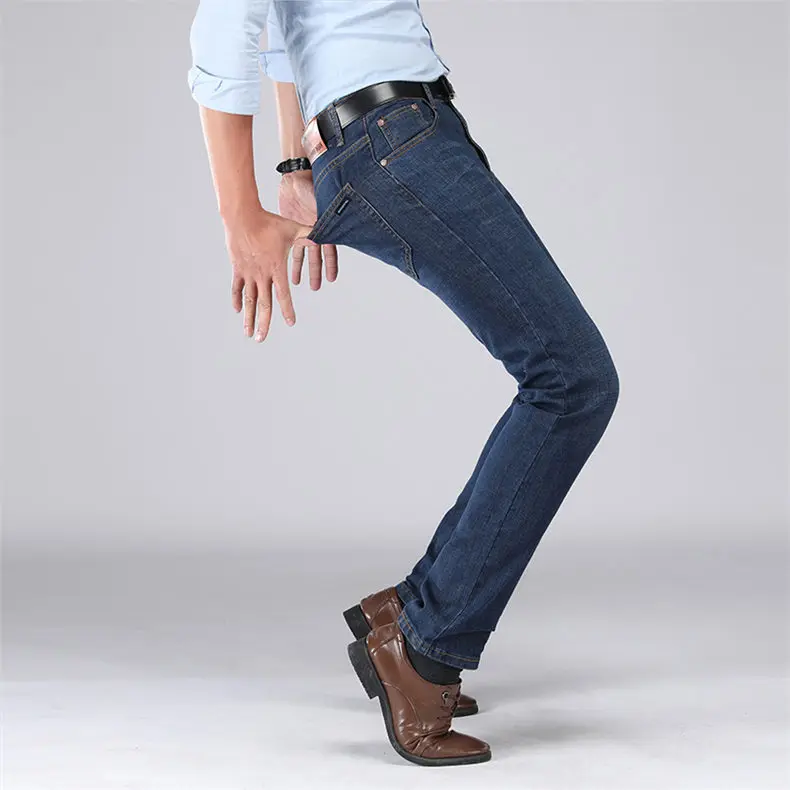 Brand 2019 New Men's Jeans Business Casual Elastic Cotton Stretch Slim Jeans Spring Straight Classic Trousers Denim Pants Male 04