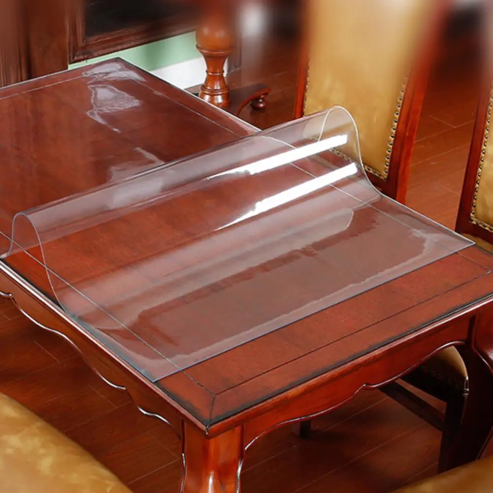 

1.5/2mm Transparent Table Cover Water Resistant Plastic Non-slip Desk Protector #03