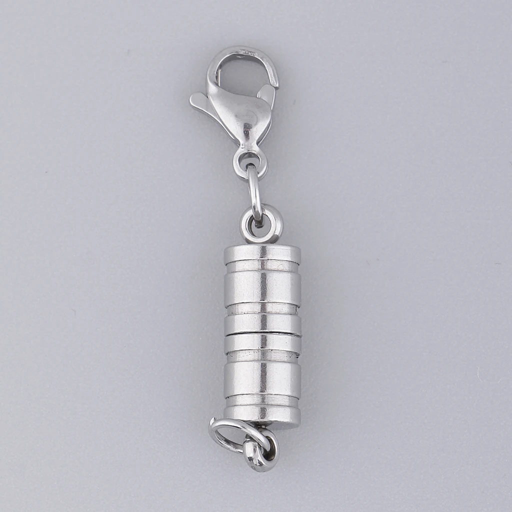Pack of 5 Pieces Stainless Steel Magnetic Connectors Barrel Shaped Connectors Lobster Clasps, 3.5cm