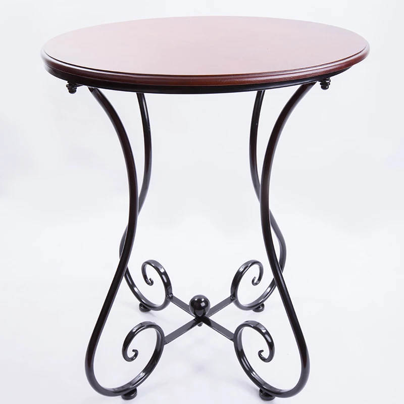 Metal Iron Wood Coffee Table Balcony Leisure Small Round Sofa Corner Small Corner Table
