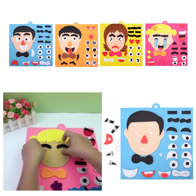 Выразительные войлочные головоломки DIY войлочные головоломки из ткани головоломка лицо красочные игрушки комбинировать подарки интересные игрушки DIY ремесло