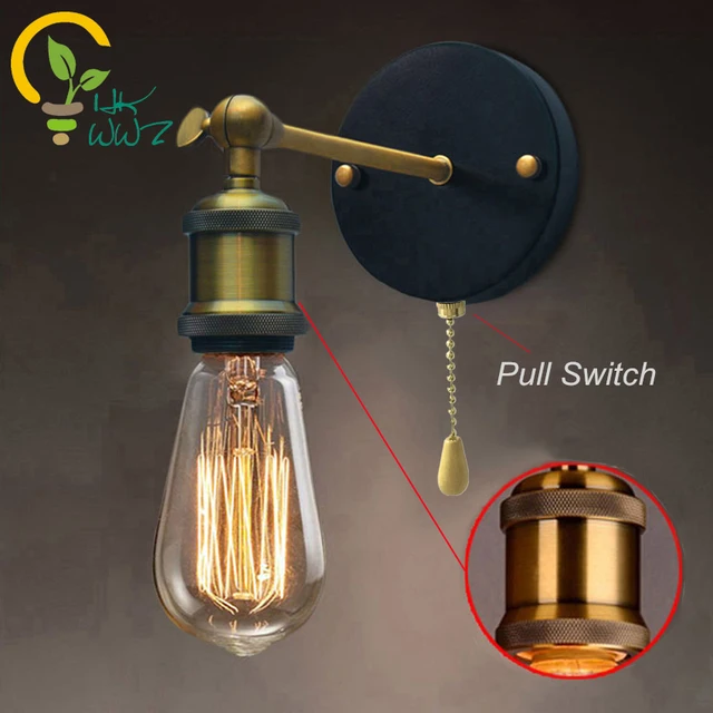 chane de traction interrupteur loft industriel rglable en mtal vintage mur lumire edison rtro mur lampe - Interrupteur Style Industriel chane de traction interrupteur loft industriel rglable en mtal vintage mur lumire edison rtro mur lampe - Interrupteur Style Industriel
