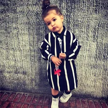 Новинка Лето Платье для девочки в полоску длинные блузки, топы, рубашки Повседневная одежда, комплекты одежды комплект