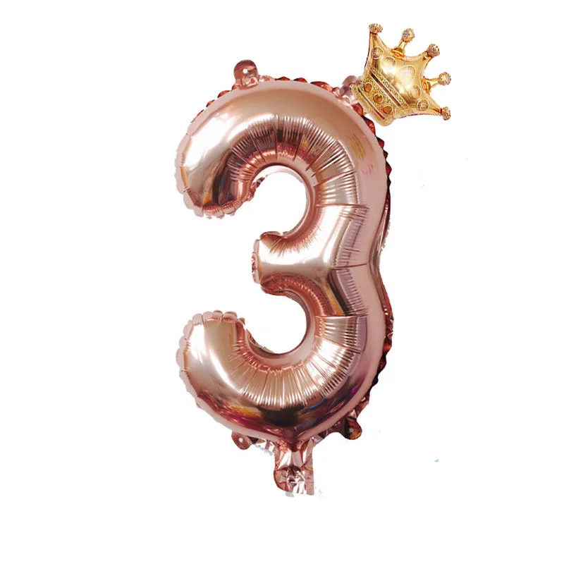 

16inch 32inch Rose Gold Foil Number Balloons With Crown Princess Party Birthday Girls Decoration Globo Kids Ball Supplies