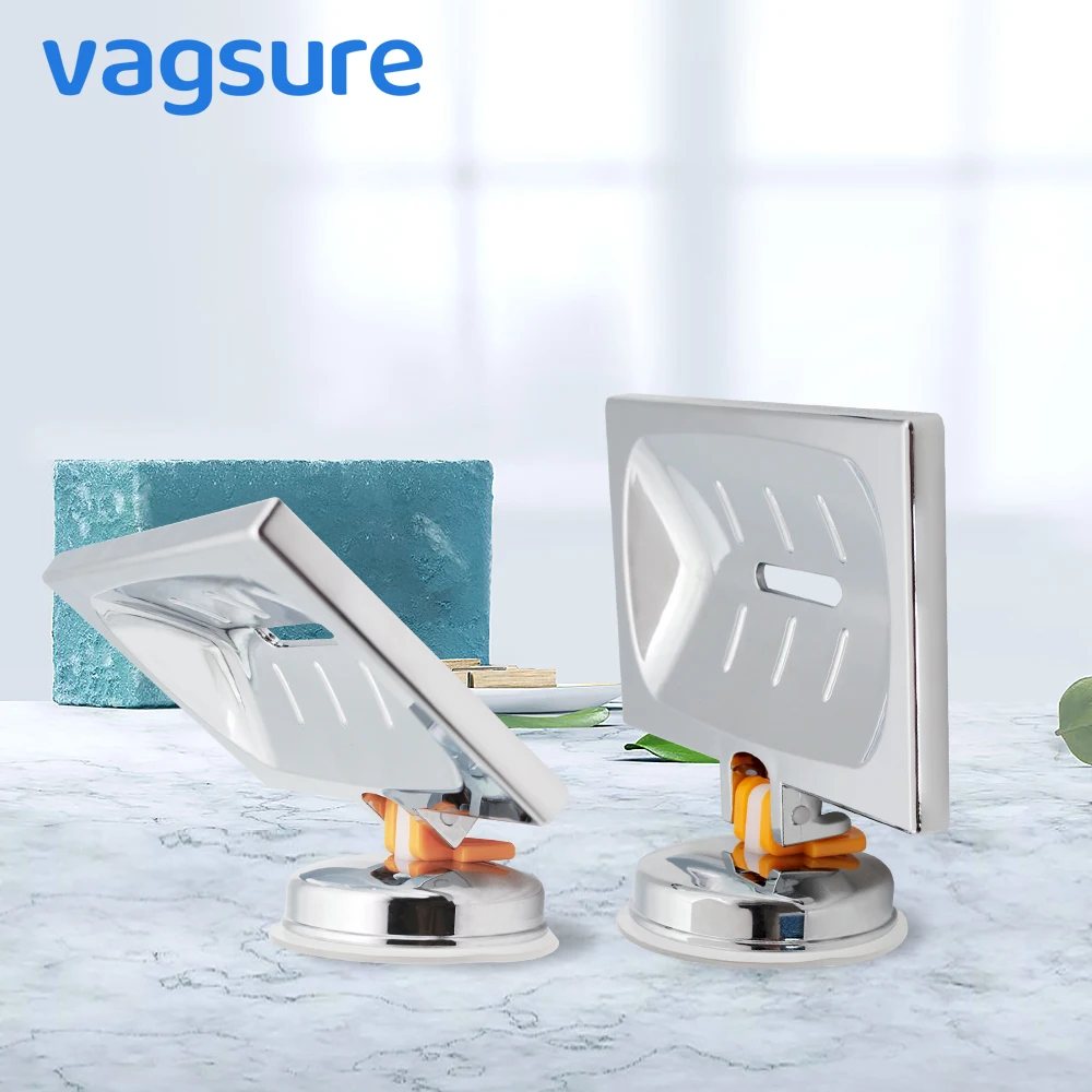 

Chromed Soap Dish Bathroom With Air Suction Cup Storage Soap Rack Plate Storage Soap Holder For Bathroom Kitchen Hardware
