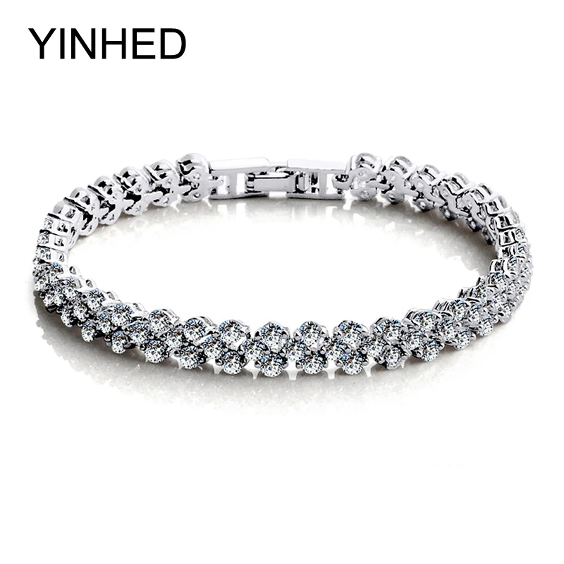 Роскошная бижутерия yinhed свадебный браслет с 99 шт. высокое Класс кубического циркония ювелирных изделий 925 пробы серебряные браслеты для запястий для Для женщин ZB001