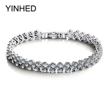 Роскошная бижутерия yinhed свадебный браслет с 99 шт. высокое Класс кубического циркония ювелирных изделий 925 пробы серебряные браслеты для запястий для Для женщин ZB001