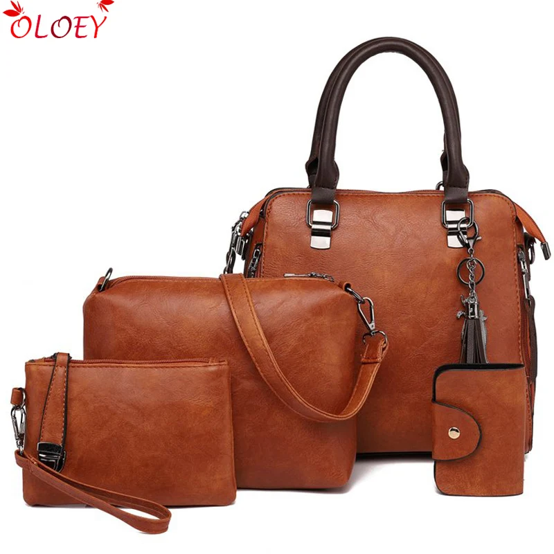 

Luxury Brand 4 Psc/set Women's Handbags Large Capacity Women Bag Ladies Leather Tote Fashion Shoulder Bags for Women 2018 Wallet