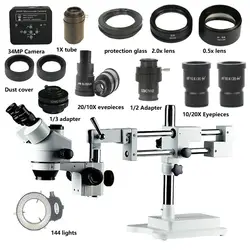 3.5X-180X двойной рычаг стрелы стенд Simul-focal Тринокулярный Стерео зум микроскоп 34MP HDMI Microscopio камера телефон Ремонт Инструменты