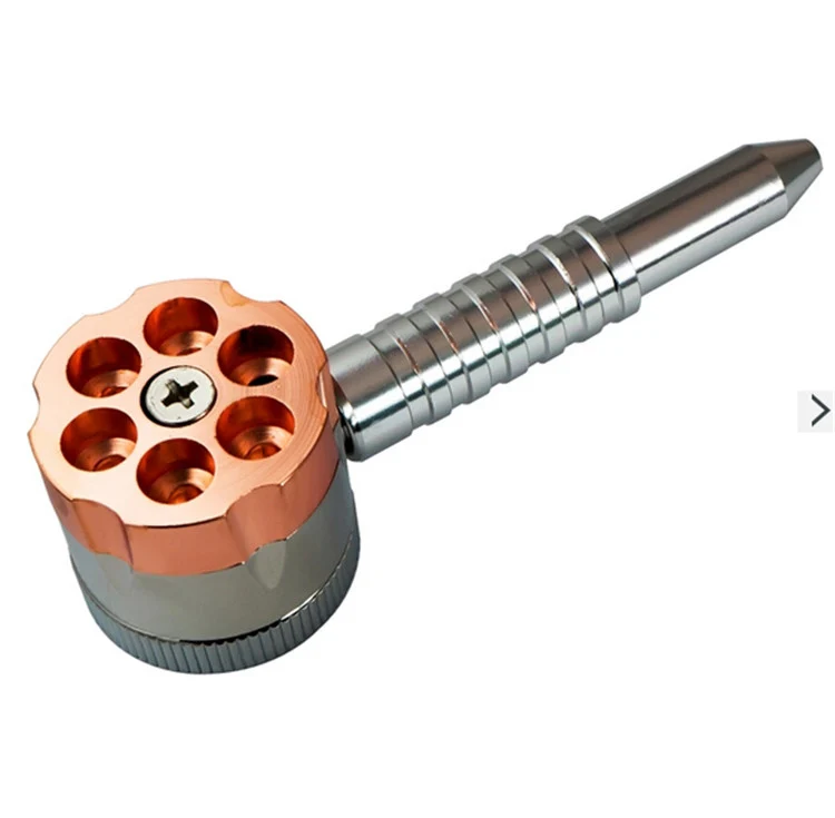 2 Uses Revolver Pipe Weed Grinder Six Shooter Pipe 12cm Smoking Tobacco