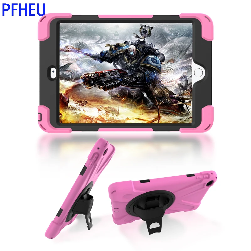 

PFHEU for Apple ipad mini 4 A1538 A1550 Tablet Rotating Kids Case Heavy Duty Shockproof Armor Skin Silicon + Stand Back Cover