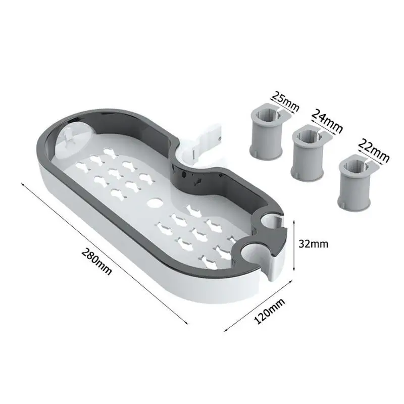Outbit Jabonera Soporte para jabonera de ABS Barra de Ducha Ajustable Deslizador Gadget de ba/ño pr/áctico con Superficie cromada