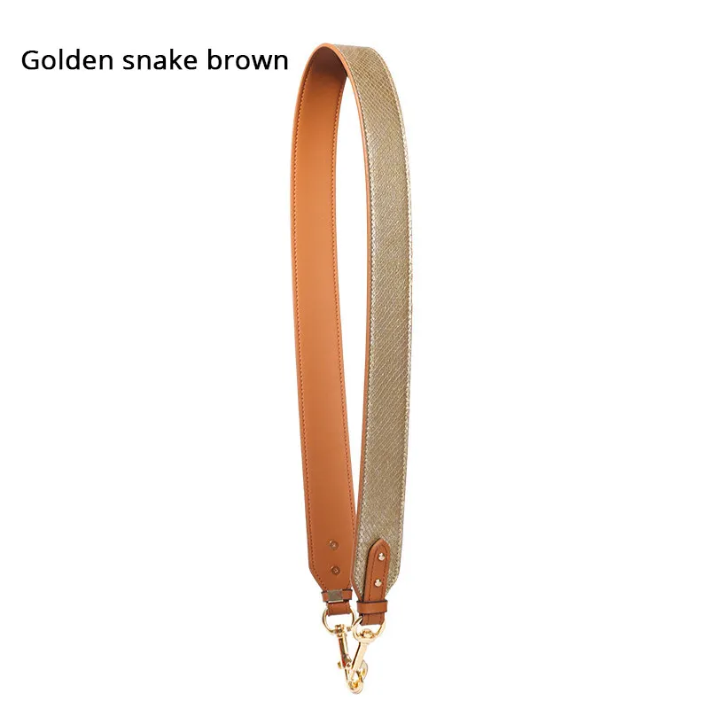 BAMADER Новая мода Змеиный узор широкий плечевой ремень высокое качество крокодиловый узор сумка ремень натуральная кожаная сумка, аксессуары - Цвет: Golden snake brown